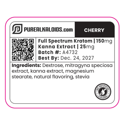 Cherry - Full Spectrum Kratom Tablet 150mg 25mg Kanna Extract